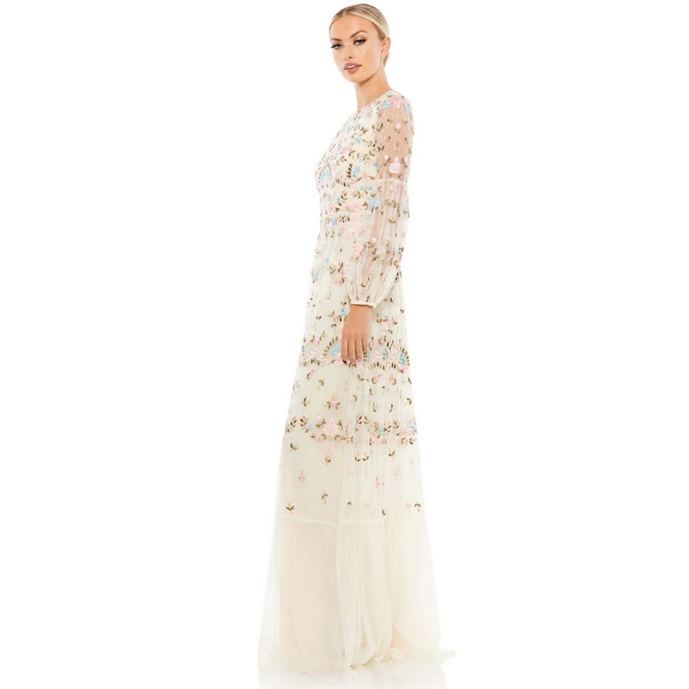 MAC DUGGAL EMBROIDERED BLOUSON SLEEVE GOWN size 12 - Picture 5 of 9